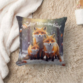 ウィンターワンダーランド装飾用クッションかわいい笑顔キツネ クッション (ブランケット)