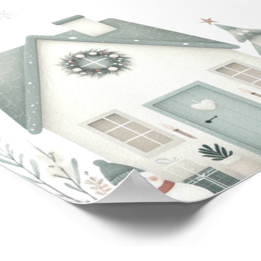 ウィンターワンダーランド誕生日ウェルカムサイン ポスター (角)