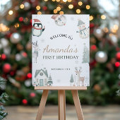 ウィンターワンダーランド誕生日ウェルカムサイン ポスター