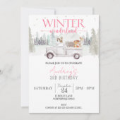 ウィンターワンダーランド誕生日ガール3rd誕生日 招待状 (正面)