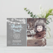 ウィンターワンダーランド誕生日サンキューカードボーイブルー サンキューカード (スタンド正面)