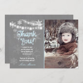 ウィンターワンダーランド誕生日サンキューカードボーイブルー サンキューカード (正面/裏面)