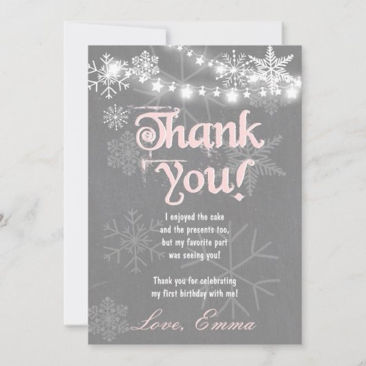 ウィンターワンダーランド誕生日サンキューカード サンキューカード (正面)