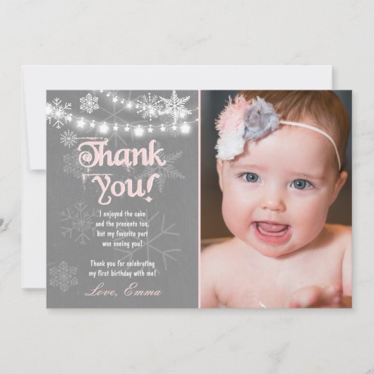 ウィンターワンダーランド誕生日サンキューカード サンキューカード (正面)