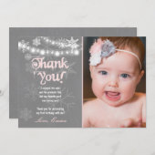 ウィンターワンダーランド誕生日サンキューカード サンキューカード (正面/裏面)