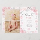 ウィンターワンダーランド誕生日サンキューカード 招待状 (正面/裏面)