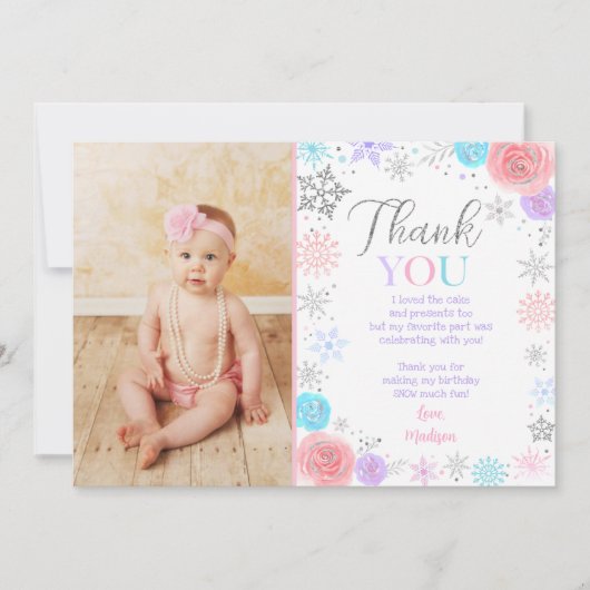 ウィンターワンダーランド誕生日サンキューカード 招待状 (正面)