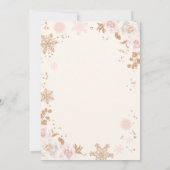 ウィンターワンダーランド誕生日バラ金ゴールド&ピンク 招待状 (裏面)