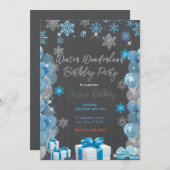 ウィンターワンダーランド誕生日パーティー 招待状 (正面/裏面)