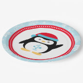 ウィンターワンダーランド誕生日ペンギン ペーパープレート (アングル)