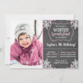 ウィンターワンダーランド誕生日招待状と写真 招待状 (正面)