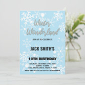 ウィンターワンダーランド誕生日招待状シルバー 招待状 (スタンド正面)
