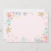 ウィンターワンダーランド誕生日招待状ピンク金ゴールド 招待状 (裏面)