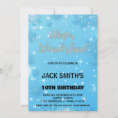 ウィンターワンダーランド誕生日招待状ブルーシルバー 招待状 (正面)