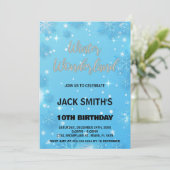 ウィンターワンダーランド誕生日招待状ブルーシルバー 招待状 (スタンド正面)