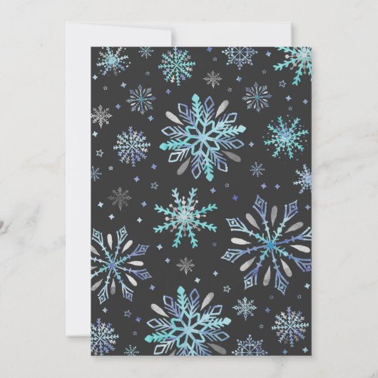 ウィンターワンダーランド誕生日招待状ブルーシルバー 招待状 (裏面)