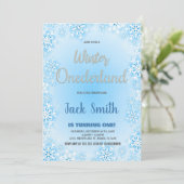 ウィンターワンダーランド誕生日招待状ブルースノー 招待状 (スタンド正面)