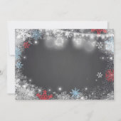 ウィンターワンダーランド誕生日招待状ブルーレッド 招待状 (裏面)