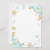 ウィンターワンダーランド誕生日招待状ブルー&金ゴールド 招待状 (裏面)