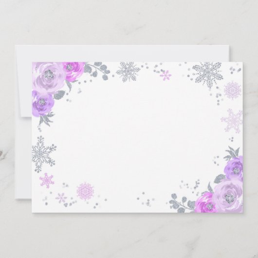 ウィンターワンダーランド誕生日招待状薄紫シルバー 招待状 (裏面)