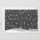 ウィンターワンダーランド誕生日招待状雪だるまピンク 招待状 (裏面)