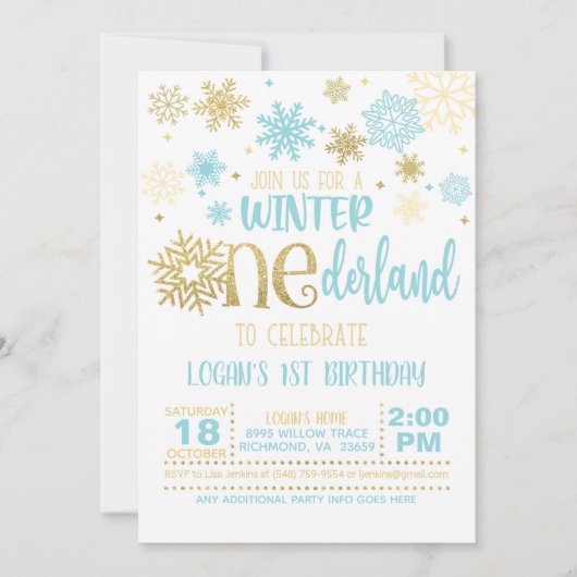 ウィンターワンダーランド誕生日招待状-ボーイ-WB 招待状 (正面)