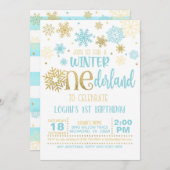 ウィンターワンダーランド誕生日招待状-ボーイ-WB 招待状 (正面/裏面)