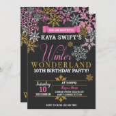 ウィンターワンダーランド誕生日招待状 招待状 (正面/裏面)