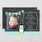 ウィンターワンダーランド誕生日招待状 招待状 (正面/裏面)