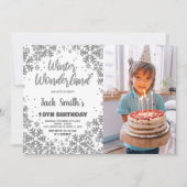 ウィンターワンダーランド誕生日招待状w写真 招待状 (正面)