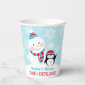 ウィンターワンダーランド誕生日雪だるま 紙コップ (裏面)