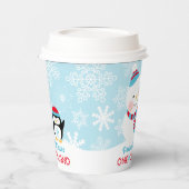 ウィンターワンダーランド誕生日雪だるま 紙コップ (左)