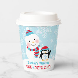 ウィンターワンダーランド誕生日雪だるま 紙コップ