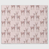 ウィンターワンダーランド誕生日 | ピンクと鹿 ラッピングペーパー (フラット)