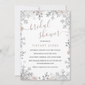 ウィンターワンダーランド赤面シルバーブライダルシャワー 招待状 (正面)