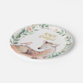 ウィンターワンダーランド金ゴールドグリーンリーディアウッドランド ペーパープレート (アングル)