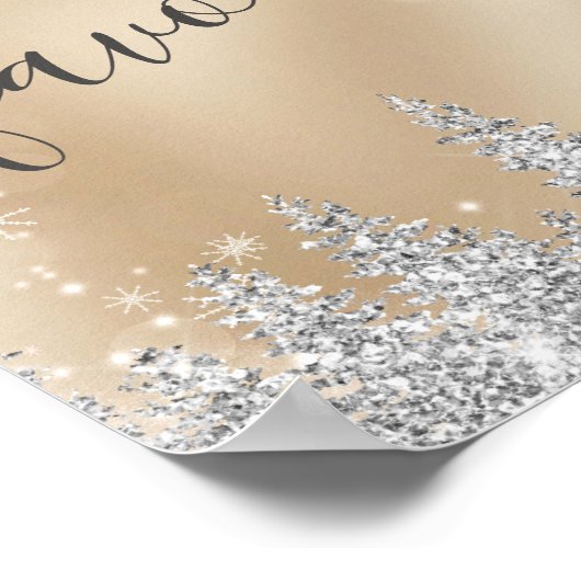 ウィンターワンダーランド金ゴールドシルバーブライダルシャワーの恩恵 ポスター (角)