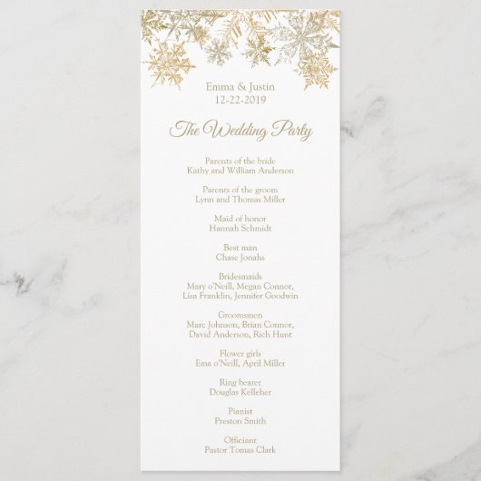 ウィンターワンダーランド金ゴールド雪結婚片 プログラム (正面)