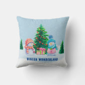 ウィンターワンダーランド雪だるまカップル装飾用クッション クッション (裏面)