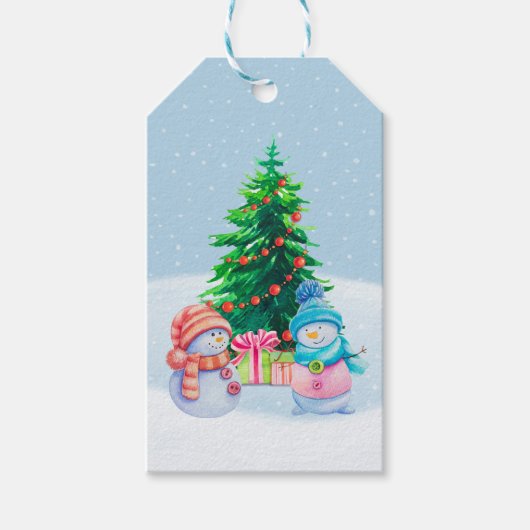 ウィンターワンダーランド雪だるまギフトラベル ギフトタグ (正面)