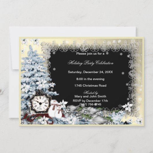 ウィンターワンダーランド雪だるまクリスマスパーティー招待状 招待状 (正面)