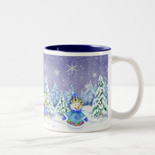 ウィンターワンダーランド雪だるまパインツリーズコーヒーカップ ツートーンマグカップ