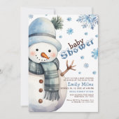 ウィンターワンダーランド雪だるまベビーシャワー 招待状 (正面)