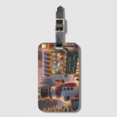 ウィンターワンダーランド雪だるまホットチョコレートカート ラゲッジタグ (正面縦)