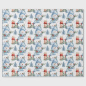 ウィンターワンダーランド雪だるまラッピング紙 ラッピングペーパー (フラット)