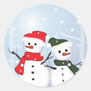 ウィンターワンダーランド雪だるま私たちの初めてのクリスマス ラウンドシール