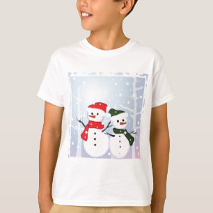 ウィンターワンダーランド雪だるま私たちの初めてのクリスマス Tシャツ
