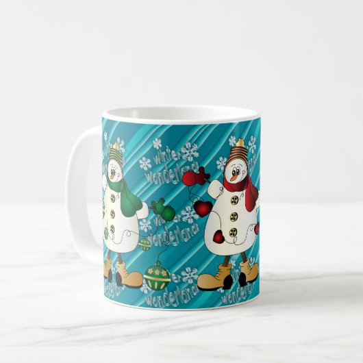 ウィンターワンダーランド雪だるま | クリスマス コーヒーマグカップ (正面左)