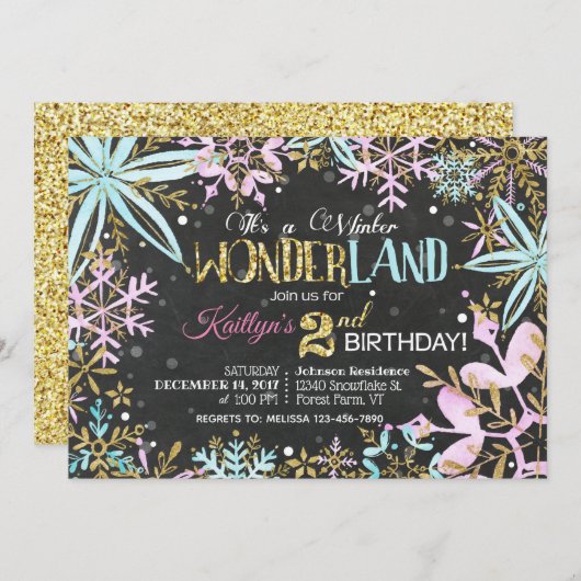 ウィンターワンダーランド雪のかがり誕生日 シーズンカード (正面/裏面)