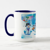 ウィンターワンダーランド雪の人のマグ名前をカスタムする マグカップ (左)